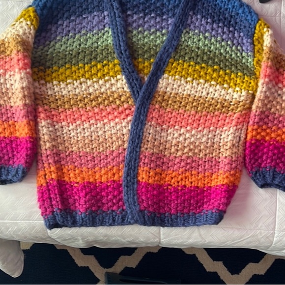 Rainbow Crochet Knit Oversized Cardigan - Picture 3 of 3
